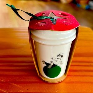 NWT Starbucks Boy with Balloon Christmas ornament ceramic coffee cup 2015
